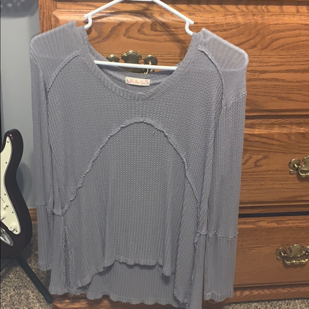 Grey long sleeve boho top